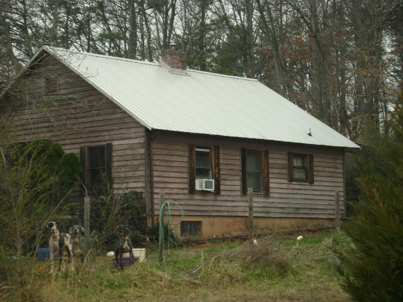 White metal roof on an old wood sided farmhouse, from a Metal Roof Installation job in Eagle Grove